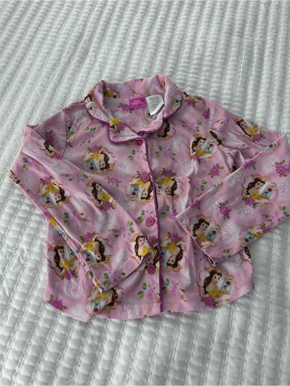 Disney Girls Pink Princess Bell Pajama Set  Size S (6/6X)